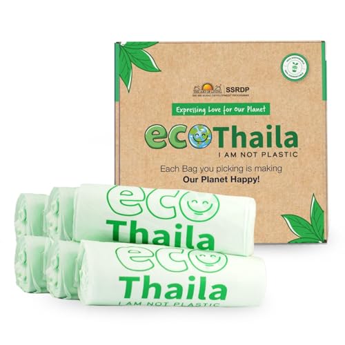 Eco Thaila - ECO Friendly Garbage Bags | Small - 90 Bags (6 Rolls, 15 bags each) | 17 X 19 Inches | Compostable & Biodegradable | Trash/Dustin Cover | Leak-Proof, No Smell | For Dry & Wet Waste Bag - Image 1