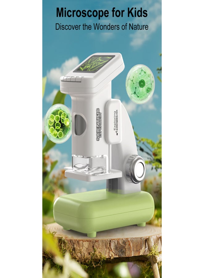 Portable Digital Microscope for Kids with 2.0" LCD Screen, 120X-1200X Magnification, HD Electronic Microscope for Outdoor Exploration, Science Education, Insect/Cell Observation, Includes 38 Cards Green+32GB TF Card+Card Reader - Image 2