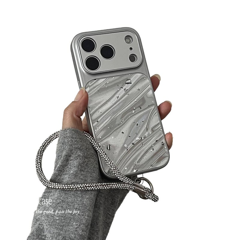 غطاء واقي لـ iPhone 14 / 14 Plus / 14 Pro / 14 Pro Max مع حماية من السقوط ونقش تموج الماء مع مقاوم للصدمات مع تصميم نافذة كبيرة مع حبل تعليق لامع باللون Water Ripple - Image 3
