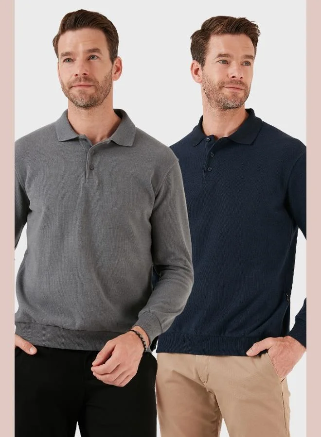 Buratti Cotton Blend Regular Fit 2-Pack Polo Collar Sweater Men's POLO COLLAR SWEATER 456223S2