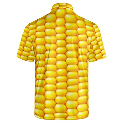 NELife Corn Mens Polo Shirt Short Sleeve Print Performance Golf Shirts Moisture Wicking Tennis Collared T-Shirt XL - Image 2
