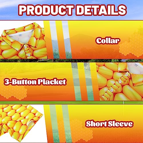 NELife Corn Mens Polo Shirt Short Sleeve Print Performance Golf Shirts Moisture Wicking Tennis Collared T-Shirt XL - Image 4