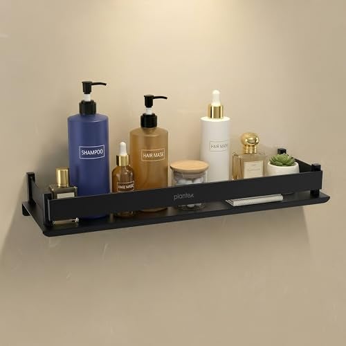 Plantex Stainless Steel Bathroom Shelf/Rack/Bathroom Organizer with Drill/Kitchen Storage Shelf/Wall Mounted Washroom Accessories - (15 x 5 Inch, Black) - Image 1