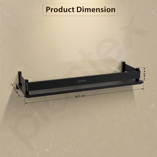 Plantex Stainless Steel Bathroom Shelf/Rack/Bathroom Organizer with Drill/Kitchen Storage Shelf/Wall Mounted Washroom Accessories - (15 x 5 Inch, Black) - Image 5