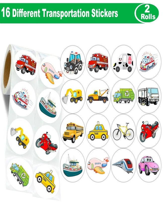 Hohamn 600 Pcs Transportation Stickers for Kids Teachers 1.5 Inch 16 Styles Transportation Vehicle Assorted Car Motorcycle Ship Airplane Stickers Roll for Kids Birthday Party School Reward Giveaways - Image 2