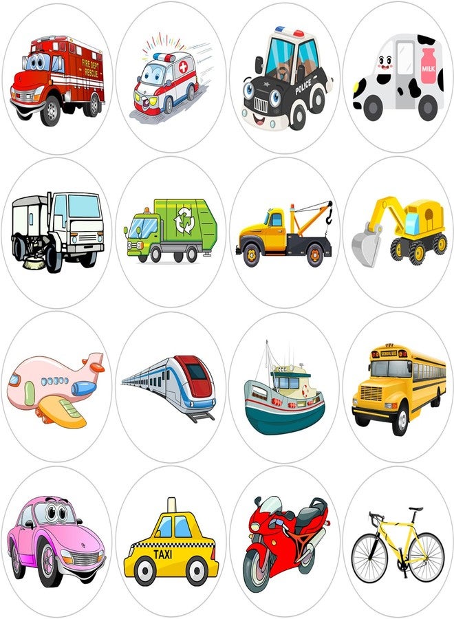 Hohamn 600 Pcs Transportation Stickers for Kids Teachers 1.5 Inch 16 Styles Transportation Vehicle Assorted Car Motorcycle Ship Airplane Stickers Roll for Kids Birthday Party School Reward Giveaways - Image 1