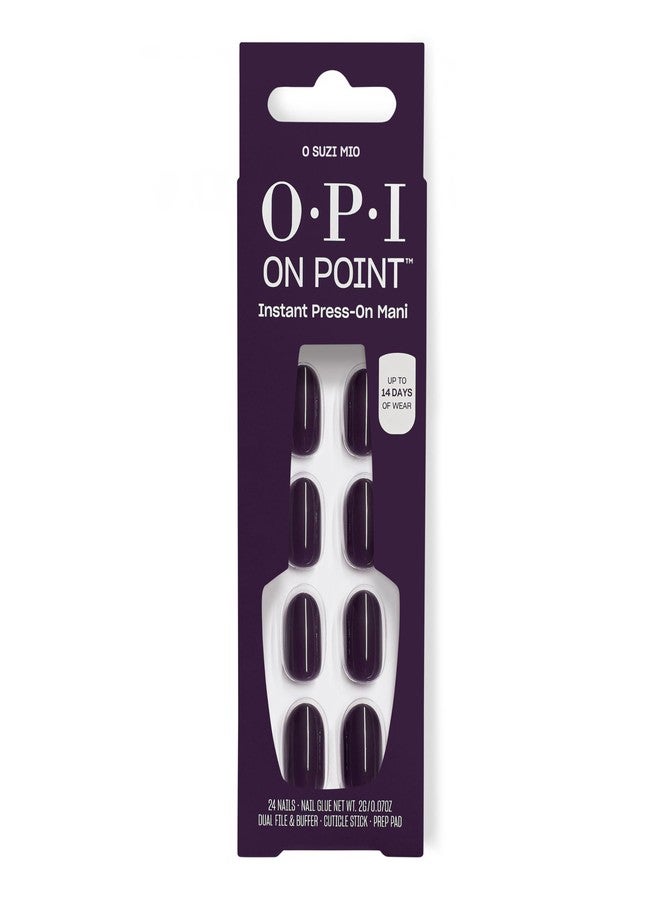 OPI On Point O Suzi Mio | Short Round Dark Purple Press On Nails | 24 Count with Nail Glue | Long Lasting, Reusable, Non-damaging | Fall 2025 Shades - Image 1
