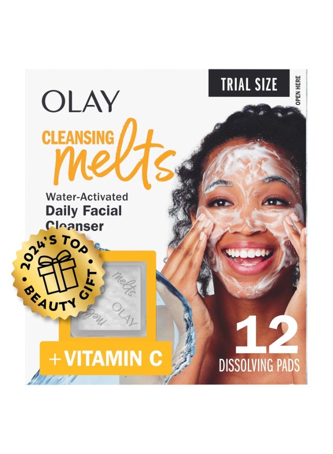 Olay أولاي مذيب التنظيف + منظف وجه بفيتامين C، 12 قطعة، غسول وجه مفعل بالماء ينظف، ويشد، وينعش البشرة - Image 1