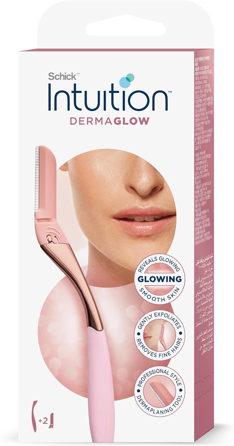Intuition Derma Glow Facial Razor - Professional Dermaplaning Tool for Smooth and Radiant Skin with 1 Razor & 2 Refills - Image 1