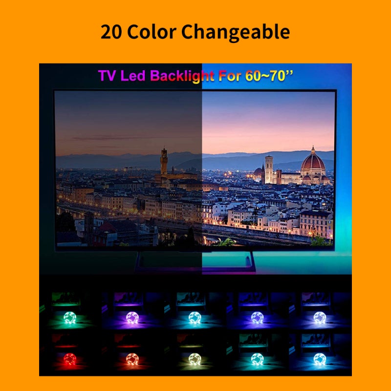 LED Strip 2M Black: 3 Key Control, 20 Adjustable Single Colors - Energy Saving Flexible Lighting for Home Decoration, DIY Room Decor - Image 3