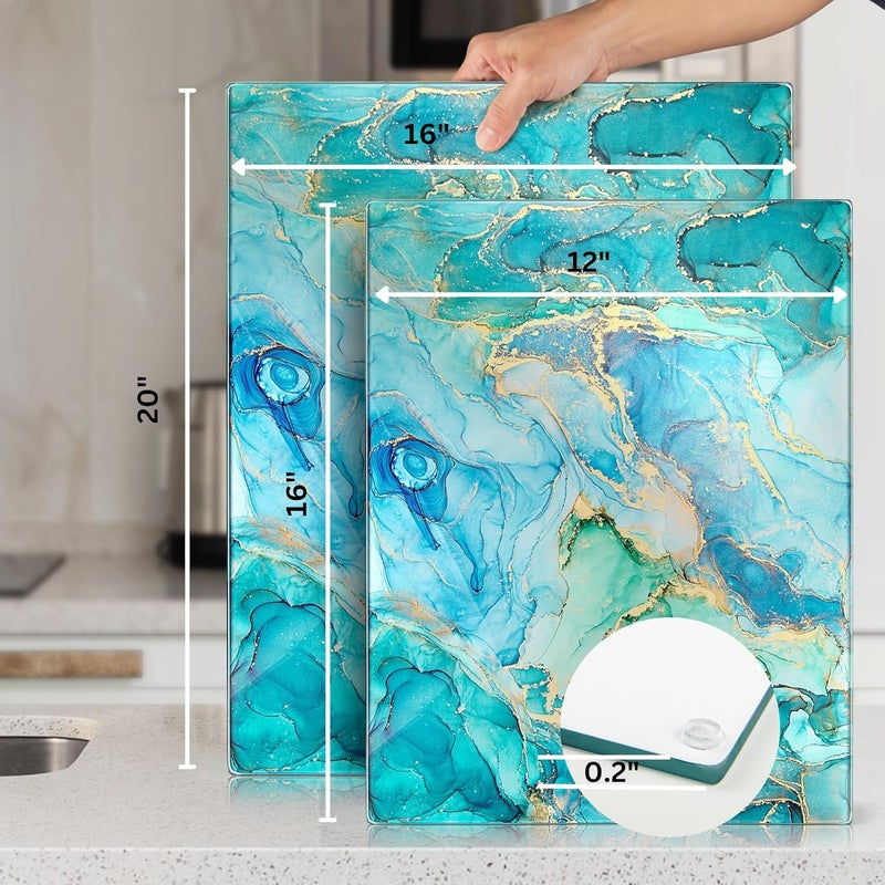 Kitchenville لوح تقطيع زجاجي من كيتشينفيل 40×30 سم: شفاف، متين، صحي لحماية سطح العمل - مقاوم للخدش، مقاوم للحرارة، سهل التنظيف - Image 4