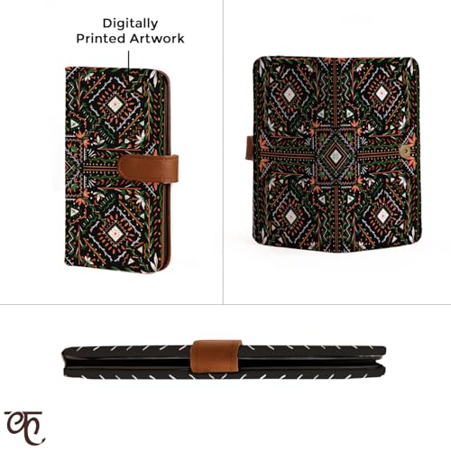 Kalankit Passport Wallet for Women | Vegan Leather Bi-Fold Long Wallet & Travel Purse | Valentine Gift for Her, Valentine Gifts for Women | Black Mandala - Image 5