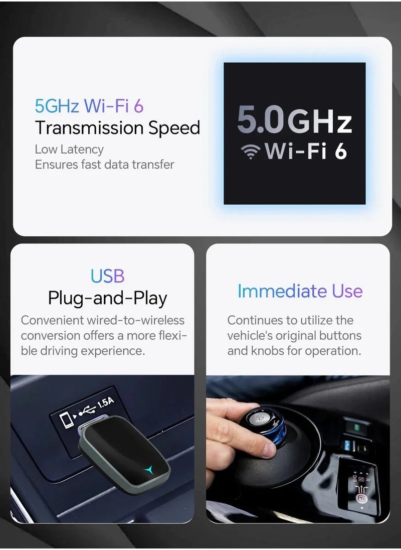 Generic - 2025 NEW 2 In 1 Wireless Carplay AI Box Auto Plug And Play Applicable To Convert Original Car Wired Carplay To Wireless - Image 1