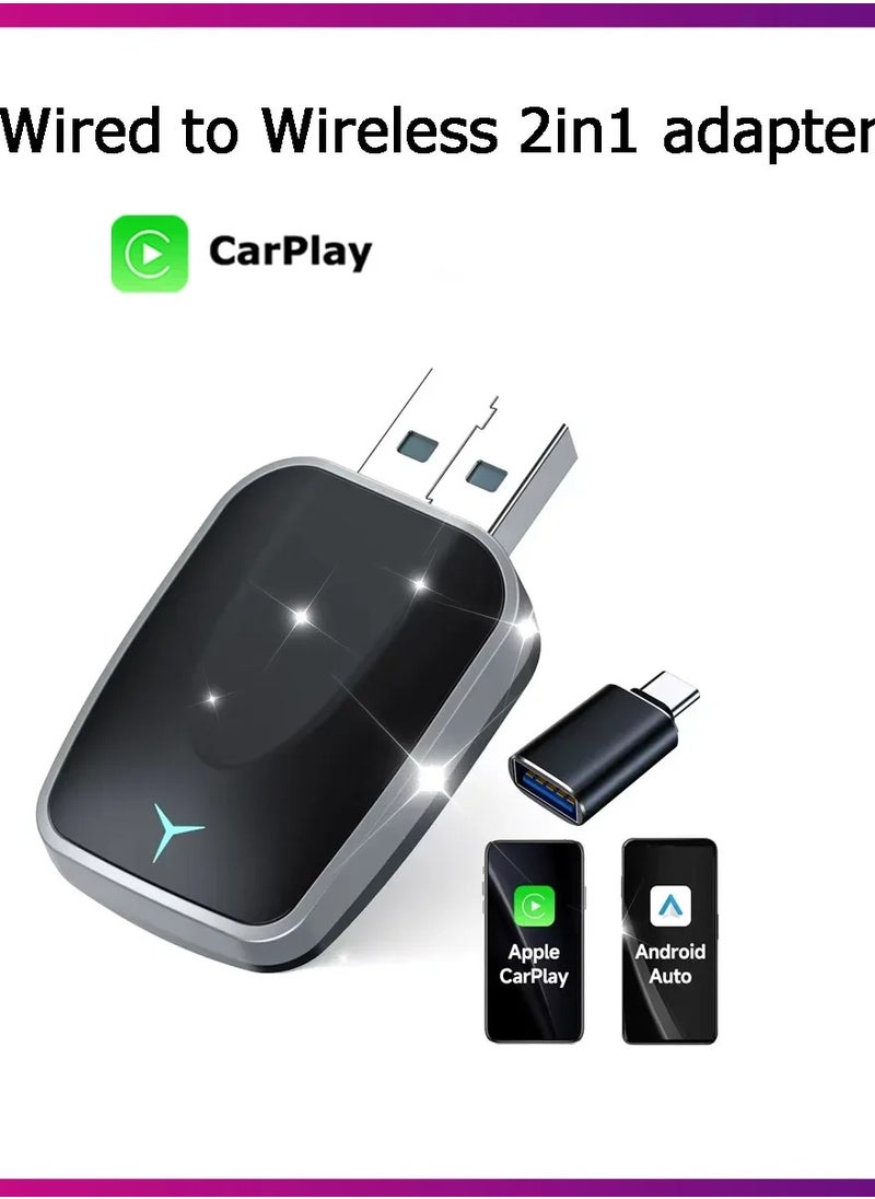 Generic - 2025 NEW 2 In 1 Wireless Carplay AI Box Auto Plug And Play Applicable To Convert Original Car Wired Carplay To Wireless - Image 1