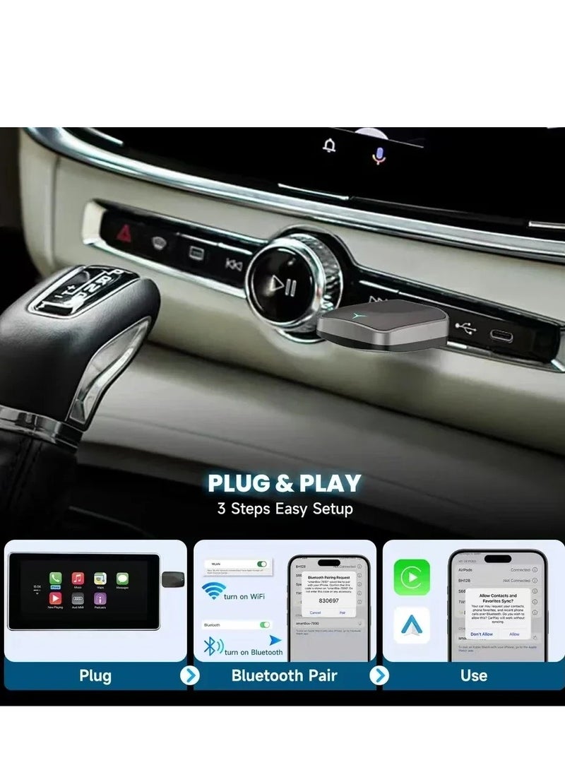 ديقيساند صندوق Carplay AI اللاسلكي الجديد 2 في 1 لعام 2025، التوصيل والتشغيل التلقائي، قابل للتطبيق لتحويل Carplay السلكي الأصلي للسيارة إلى لاسلكي - Image 5