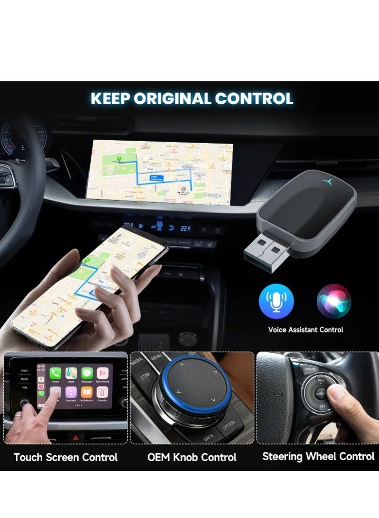 ديقيساند صندوق Carplay AI اللاسلكي الجديد 2 في 1 لعام 2025، التوصيل والتشغيل التلقائي، قابل للتطبيق لتحويل Carplay السلكي الأصلي للسيارة إلى لاسلكي - Image 4