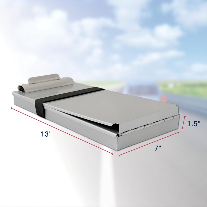 Saunders Dual Layer Police Storage Clipboard, Silver Metal Clipboard with Storage, Ticket Size Paper Organizer with Steel Clip and Locking Latch, Police Equipment Form Holder for EMS - Made in USA - Image 2