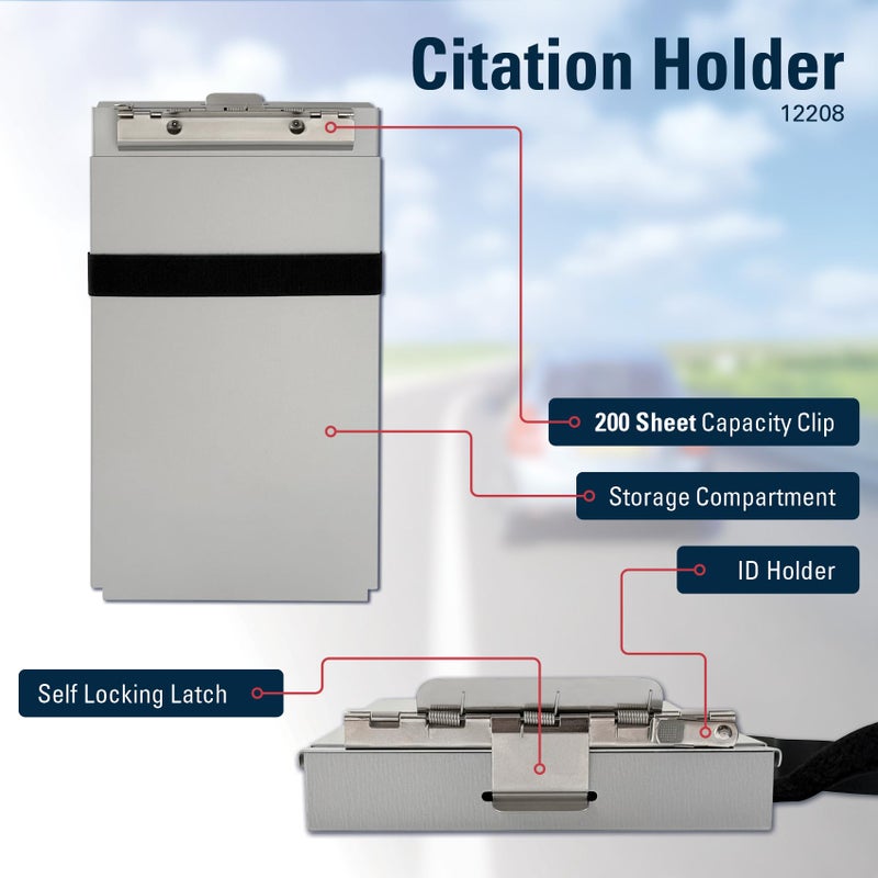 Saunders Dual Layer Police Storage Clipboard, Silver Metal Clipboard with Storage, Ticket Size Paper Organizer with Steel Clip and Locking Latch, Police Equipment Form Holder for EMS - Made in USA - Image 3