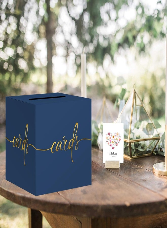 CINSOEN Navy Blue Card Box with Gold Foil Design, Paperboard Card Box for Birthday Wedding Party Graduation Retirement Anniversary Valentine's Day & Baby Showers, Raffle or Money Box - Image 2