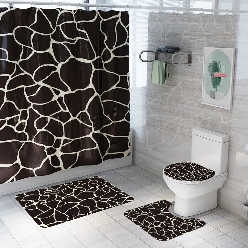 Bluejw Eco-Friendly Modern Polyester Marble 3D Printed Shower Curtain Set Waterproof Bathroom Accessories with Rug - Image 1