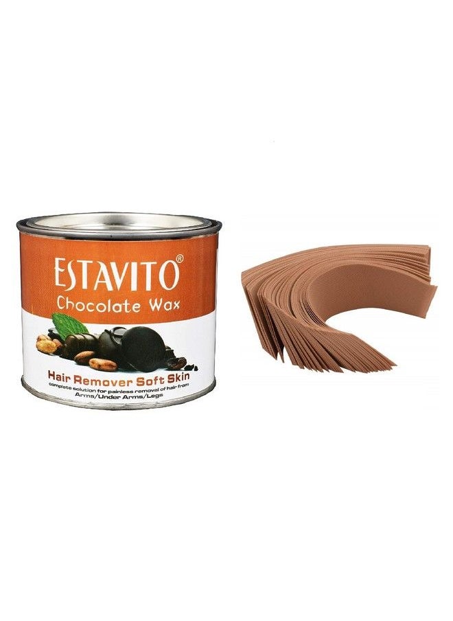 ESTAVITO - Chocolate Wax 600Gms With 30 Wax Strips ; For Hair & Tan Removal ; For Arms Legs And Full Body ; Combo Offer ; - Image 1