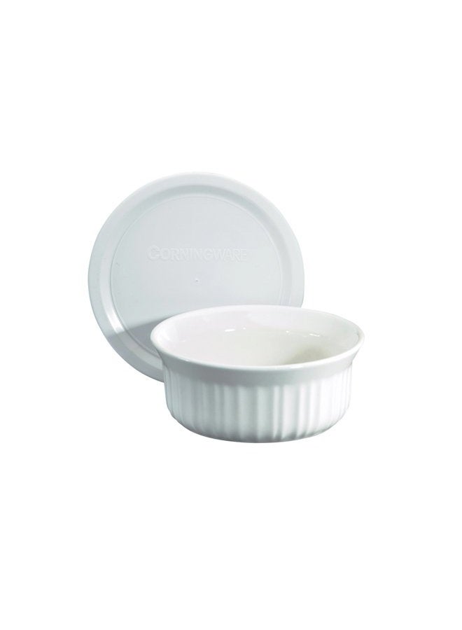 Corningware French White Pop-Ins 16-Ounce Round Dish with Plastic Cover, Pack of 2 Dishes - Image 2