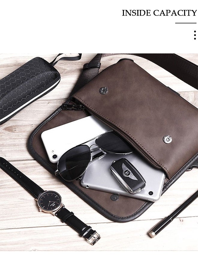 DUNISO حقيبة كروس مدمجة للرجال حقيبة حبال مقاومة للماء متعددة الأغراض حقيبة صدر على الجسم حقيبة كتف للسفر والمشي لمسافات طويلة حقيبة محفظة ريترو مع حزام قابل للفصل - Image 4