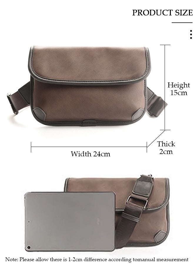 DUNISO حقيبة كروس مدمجة للرجال حقيبة حبال مقاومة للماء متعددة الأغراض حقيبة صدر على الجسم حقيبة كتف للسفر والمشي لمسافات طويلة حقيبة محفظة ريترو مع حزام قابل للفصل - Image 2