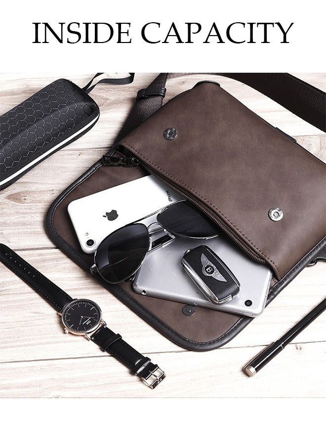 DUNISO Compact Crossbody Bag for Men Waterproof Sling Bag Multipurpose Cross Body Chest Bag Shoulder Bag for Travel Hiking Retro Purse Bag with Detachable Strap  - Image 2
