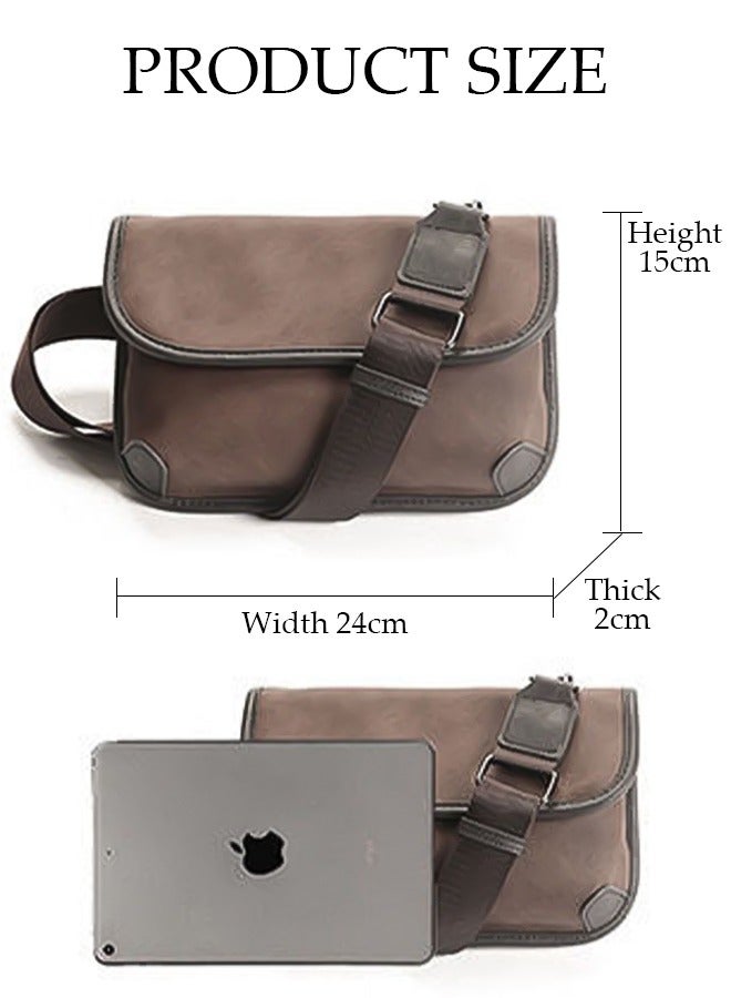 DUNISO Compact Crossbody Bag for Men Waterproof Sling Bag Multipurpose Cross Body Chest Bag Shoulder Bag for Travel Hiking Retro Purse Bag with Detachable Strap  - Image 4