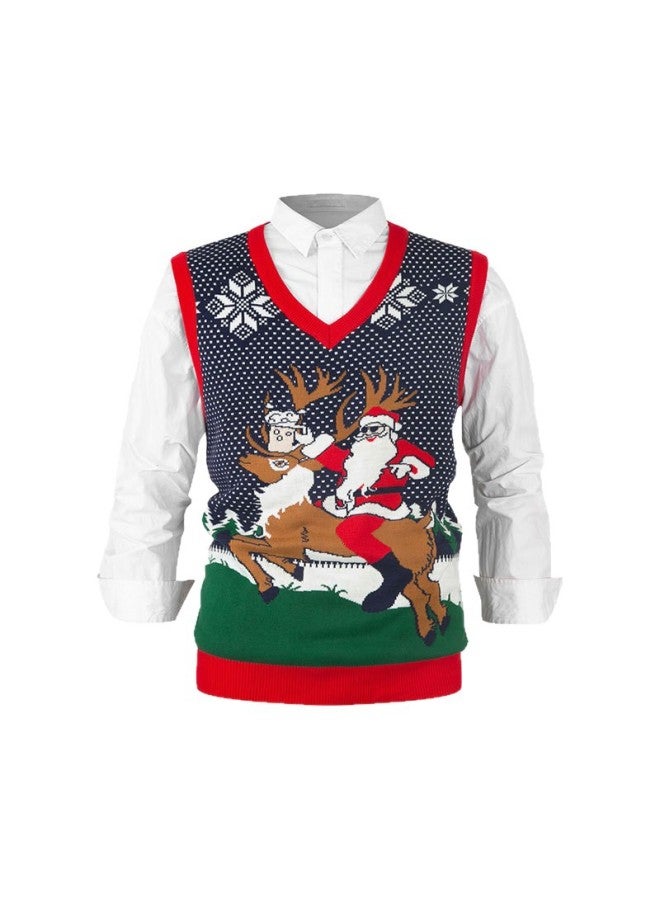 And Winter Men's And Women's Reindeer Knitted Vest Children's Parent-child Outfit Cartoon Sweater Vest