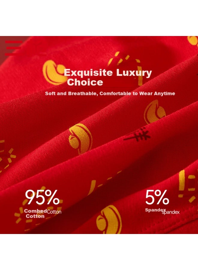 Threegun [shisui Series] Men's Pure Cotton Socks Lucky Red Socks And Underwear Gift Box Set - Image 4