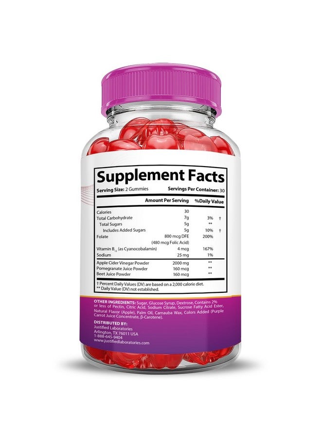 جاستفايد لابوراتوريز - (عبوة من 5 قطع) Ripped Results Keto ACV Gummies Extreme 2000MG Ripped Results Keto Gummies Apple Cider Vine Formulated with Pomegranate Beet Juice Powder B12 Vegan Non GMO 300 Gummys - Image 1