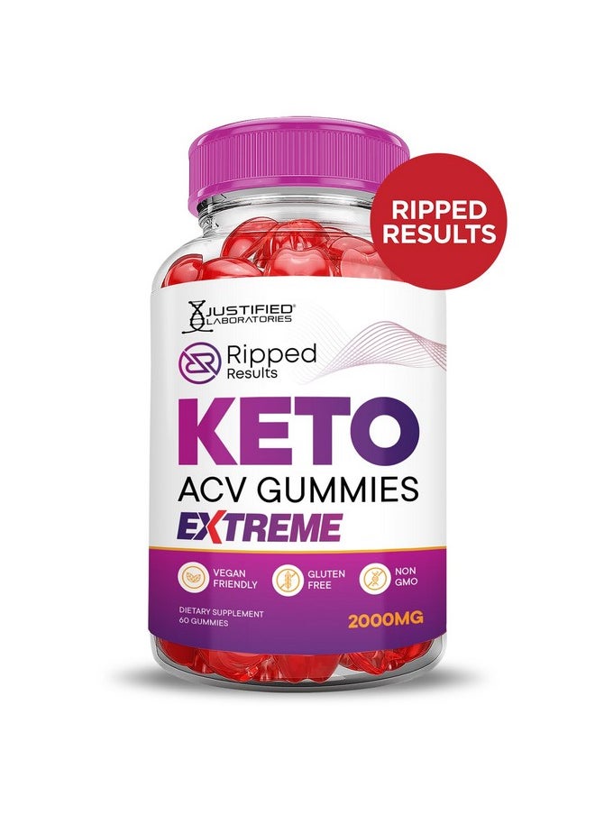 جاستفايد لابوراتوريز - (عبوة من 5 قطع) Ripped Results Keto ACV Gummies Extreme 2000MG Ripped Results Keto Gummies Apple Cider Vine Formulated with Pomegranate Beet Juice Powder B12 Vegan Non GMO 300 Gummys - Image 1