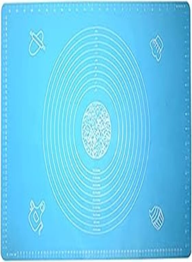 VIQILANY 64x45cm Large Silicone Mat with Measurements,for Baking,Sugar craft,Fondant,Pastry,Icing Cake,Clay - Blue