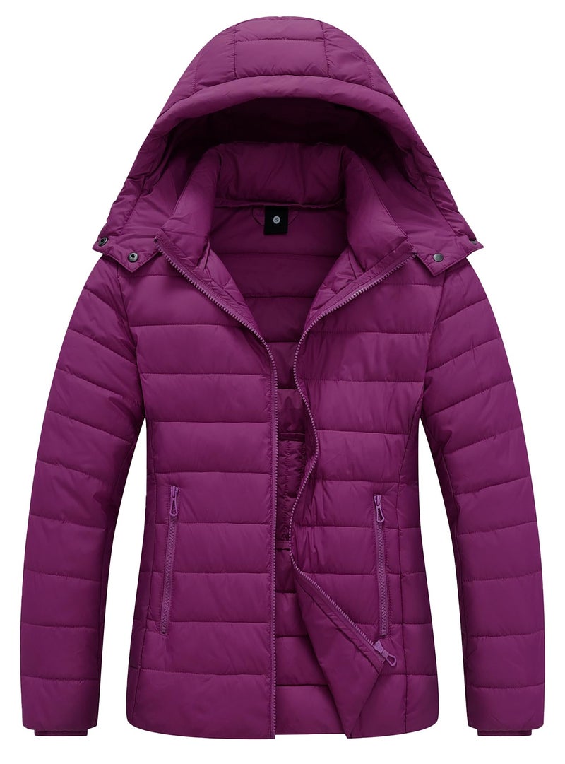 TDYPCI Women's Winter Coat Lightweight Waterproof Puffer Jacket - Quilted Short Down Coat for Women, Ultra Warm Winter Jacket with Hood - Image 1