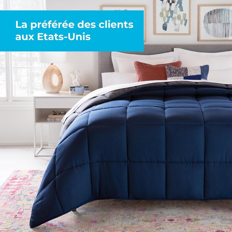 Linenspa 4 Seasons Microfibre Duvet - All Season Duvet - Ultra Soft - 135 x 200 cm, Navy Blue/Graphite - Image 3