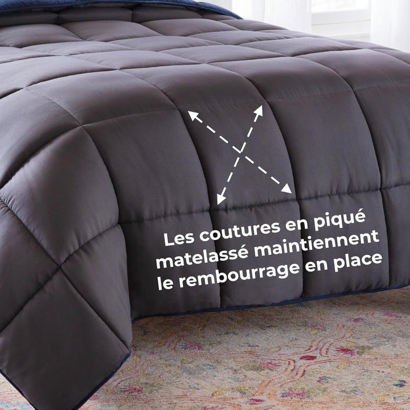 Linenspa 4 Seasons Microfibre Duvet - All Season Duvet - Ultra Soft - 135 x 200 cm, Navy Blue/Graphite - Image 2