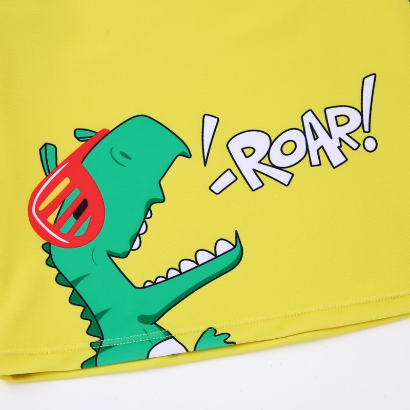 Redair Baby Boy UPF 50+ Rashguard Swimsuit 3PCS Long Sleeve Top and Compression Swim Shorts Swimwear Sets with Sun Hat 3t Dinosaur Pattern Bathing Suit Boy - Image 4