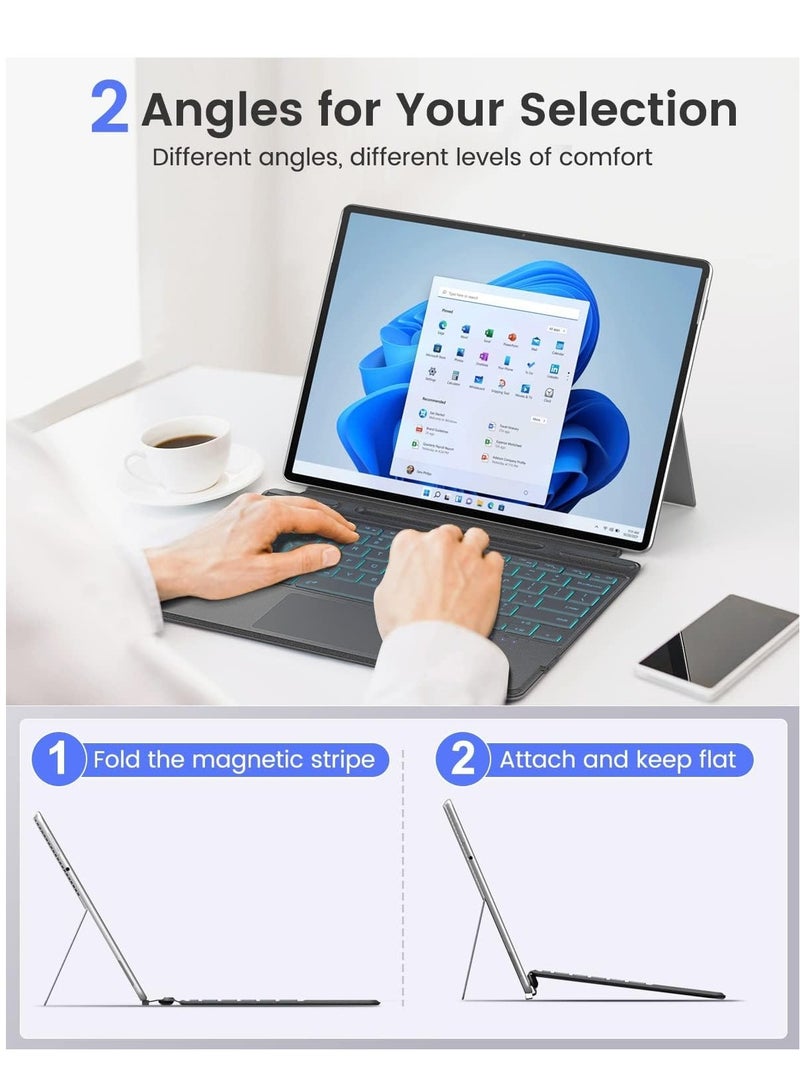 Keyboard for Surface Pro 10/9/8/X, Bluetooth Keyboard for Surface Pro 9, Detachable Wireless Surface Pro 9 2022 / Surface Pro 8 2021 / Surface Pro X Keyboard with Trackpad/Pen Holder - Image 4