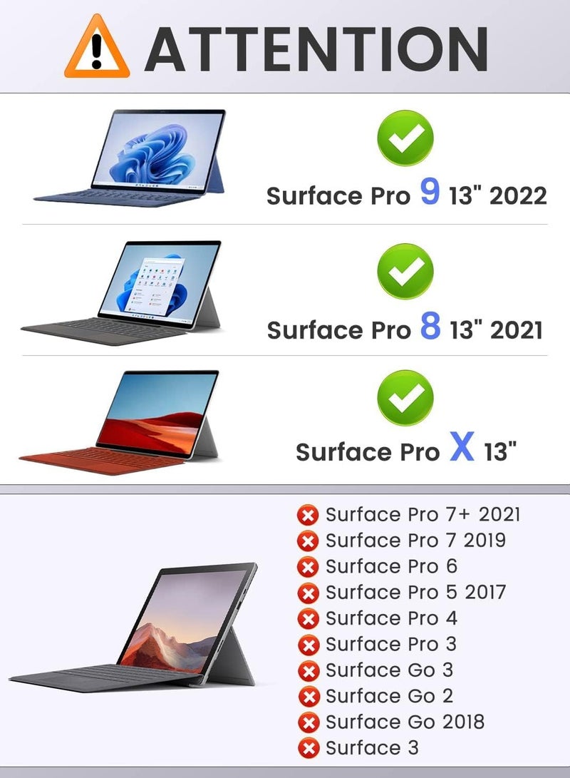 Keyboard for Surface Pro 10/9/8/X, Bluetooth Keyboard for Surface Pro 9, Detachable Wireless Surface Pro 9 2022 / Surface Pro 8 2021 / Surface Pro X Keyboard with Trackpad/Pen Holder - Image 3