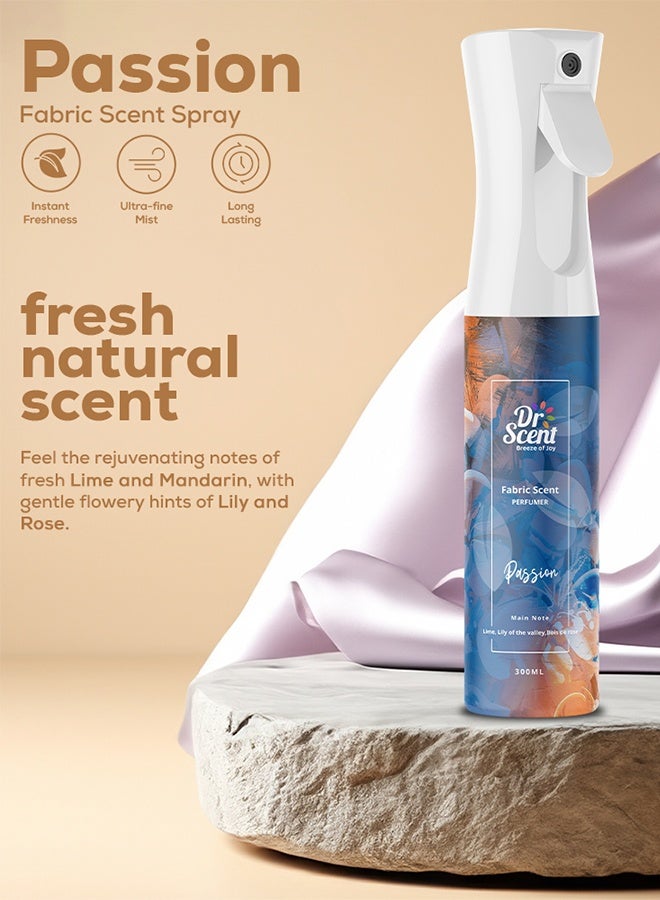 Dr Scent Breeze of Joy Fabric Spray Passion, Feel the Rejuvenating notes fresh Lime and Mandarin And with Gentle Flowery Hints Lily and Rose (300ml) - Image 2