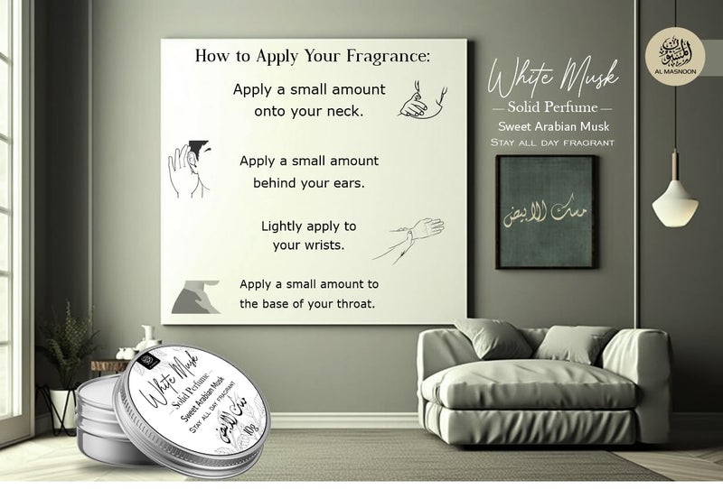 AL MASNOON White Musk Solid Perfume 10g Arabian Musk Fragrance Natural Deodorant LongLasting AllDay Scent Ideal for After Bath Pack of 1 - Image 3