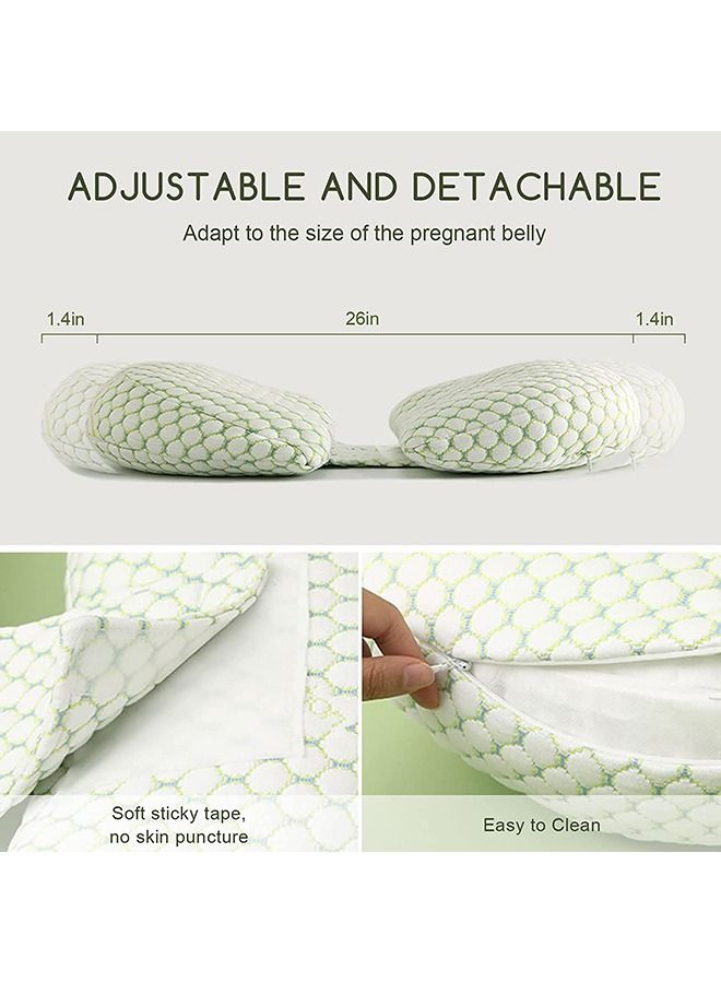 Arabest Arabest Pregnancy Pillows for Sleeping, Maternity Pillow Wedge Pillows Side Sleeper Pregnancy Wedge Pillows for Body Belly Back Legs Hips Neck with Detachable Adjustable Pillow Cover (Green) - Image 2