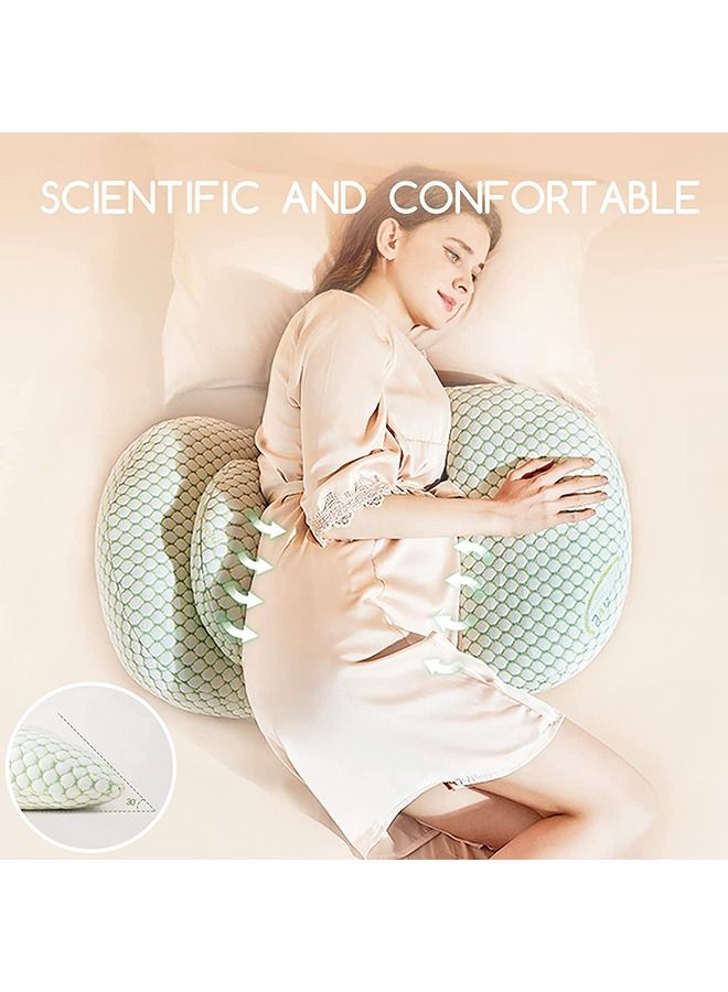 Arabest Arabest Pregnancy Pillows for Sleeping, Maternity Pillow Wedge Pillows Side Sleeper Pregnancy Wedge Pillows for Body Belly Back Legs Hips Neck with Detachable Adjustable Pillow Cover (Green) - Image 4