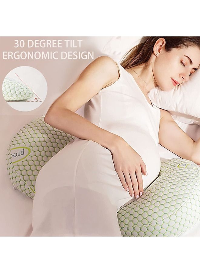 Arabest Arabest Pregnancy Pillows for Sleeping, Maternity Pillow Wedge Pillows Side Sleeper Pregnancy Wedge Pillows for Body Belly Back Legs Hips Neck with Detachable Adjustable Pillow Cover (Green) - Image 3