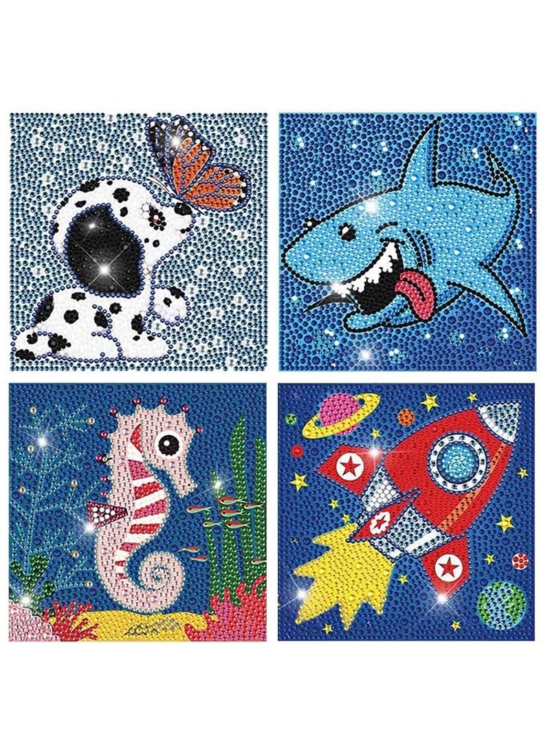 SUNSAR Craft Kits ,4 Pack 5D Diamond Painting Kits for Kids Cute Full Drill Diamond Art Kits for Beginners DIY Gem Arts and Crafts for Kids Ages 6-14 Diamond Dots for Home Wall Decor - Image 1