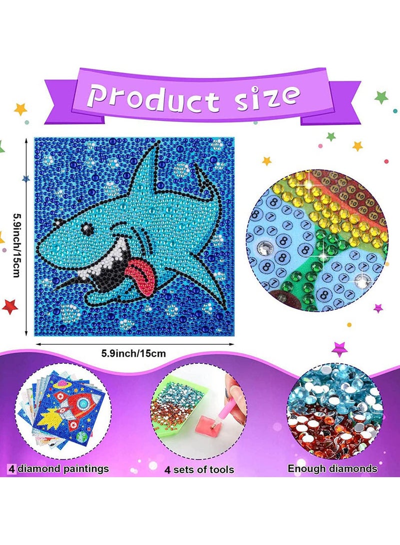 SUNSAR Craft Kits ,4 Pack 5D Diamond Painting Kits for Kids Cute Full Drill Diamond Art Kits for Beginners DIY Gem Arts and Crafts for Kids Ages 6-14 Diamond Dots for Home Wall Decor - Image 5