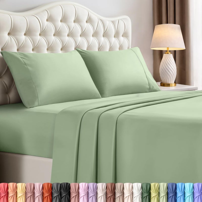 Utopia Bedding California King Size Sheet Set 4 Piece Bed Sheets Soft and Breathable Microfiber Includes 1 Fitted Sheet 1 Flat Sheet and 2 Pillowcases Oeko Tex Sage - Image 2