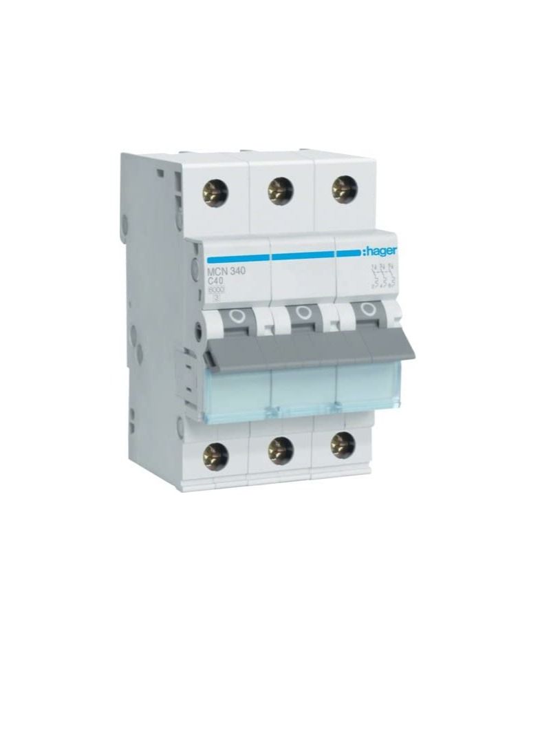 HAGER Miniature circuit breaker Three Pole 40A 6KA TP MCB TYPE C MCN340 *ONEKONEKT* - Image 2
